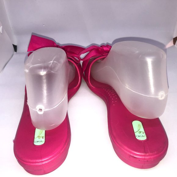 OKA Slip-on Barbiecore Pink Bow Sandals Women's Size Large - Picture 4 of 8